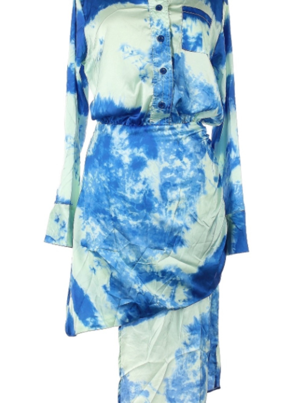 Blue Tie-Dye Shirt Dress